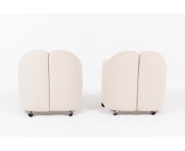 Chauffeuses Eugenio Gerli modele PS142 tissu beige edition Tecno 1960 set de 2
