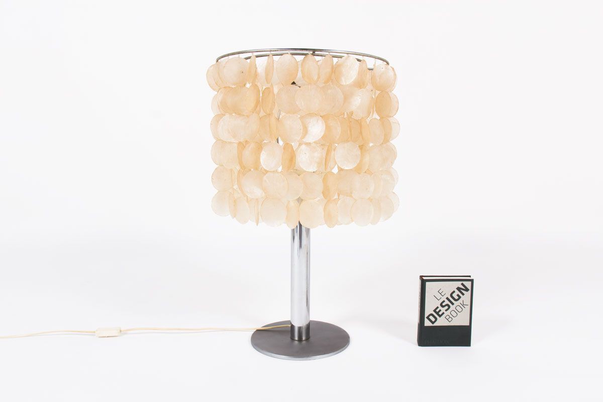 Lampe à pampilles de nacre design italien 1970