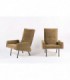 Fauteuils Louis Paolozzi tissu marron edition Zol 1950 set de 2
