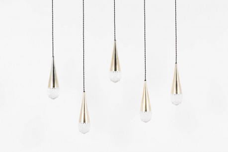 Suspensions modele goutte en laiton et verre 1970 set de 5
