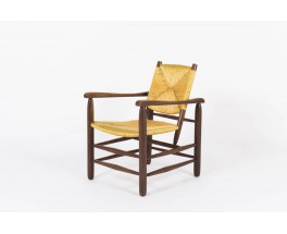 Fauteuil Charlotte Perriand modele 21 tissage de paille 1930