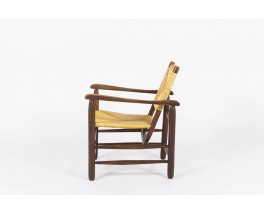 Fauteuil Charlotte Perriand modele 21 tissage de paille 1930