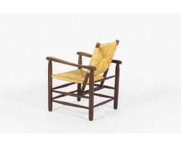 Fauteuil Charlotte Perriand modele 21 tissage de paille 1930