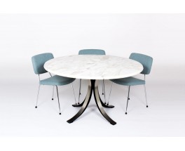 Table ronde Osvaldo Borsani modele T69 plateau marbre edition Tecno 1960
