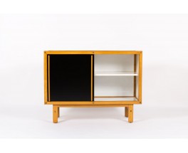 Commode Andre Sornay laque blanche et noir 1960