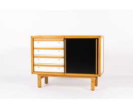 Commode Andre Sornay laque blanche et noir 1960