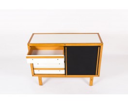 Commode Andre Sornay laque blanche et noir 1960