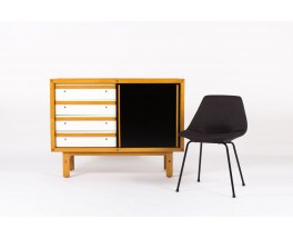 Commode Andre Sornay laque blanche et noir 1960