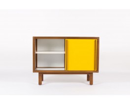 Commode Andre Sornay laque blanche et jaune moutarde 1960