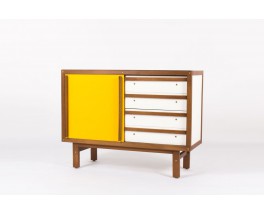 Commode Andre Sornay laque blanche et jaune moutarde 1960