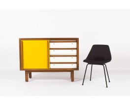 Commode Andre Sornay laque blanche et jaune moutarde 1960