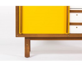 Commode Andre Sornay laque blanche et jaune moutarde 1960