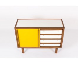 Commode Andre Sornay laque blanche et jaune moutarde 1960