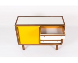 Commode Andre Sornay laque blanche et jaune moutarde 1960