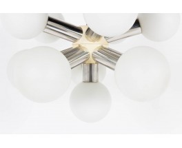 Suspension modele Sputnik opaline et inox brosse 1970