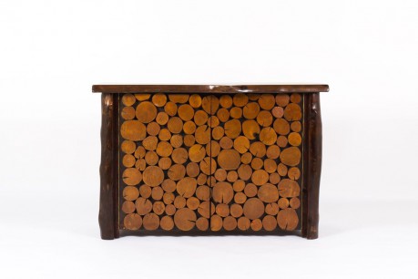 Meuble brutaliste en rondin de bois design bresilien 1950