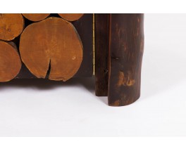 Meuble brutaliste en rondin de bois design bresilien 1950