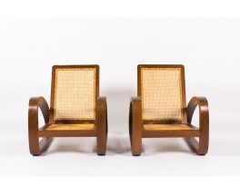 Fauteuils style colonial en acajou et cannage 1950 set de 2