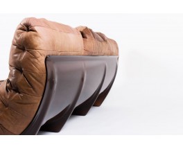 Canape Michel Ducaroy modele Marsala en cuir marron edition Ligne Roset 1970