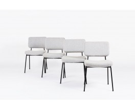 Chaises Andre Simard drap de laine gris edition Airborne 1960 set de 4