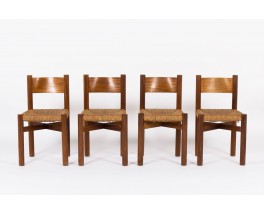 Chaises Charlotte Perriand modele Meribel en acajou edition Steph Simon 1950 set de 4