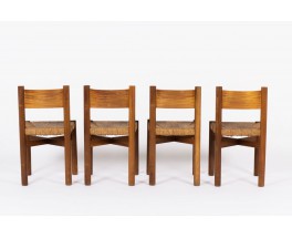 Chaises Charlotte Perriand modele Meribel en acajou edition Steph Simon 1950 set de 4