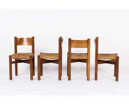 Chaises Charlotte Perriand modele Meribel en acajou edition Steph Simon 1950 set de 4