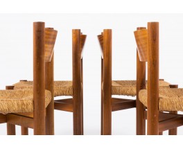 Chaises Charlotte Perriand modele Meribel en acajou edition Steph Simon 1950 set de 4