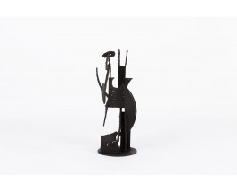 Sculpture Kely brutaliste metal patine noir design contemporain