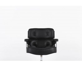 Fauteuils de bureau Eames modele Lobby ES 108 en cuir noir edition Herman Miller 1960 set de 2