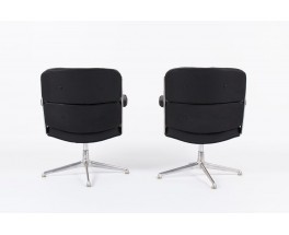 Fauteuils de bureau Eames modele Lobby ES 108 en cuir noir edition Herman Miller 1960 set de 2