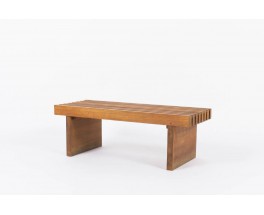 Banc a lattes en acajou design moderniste bresilien 1950