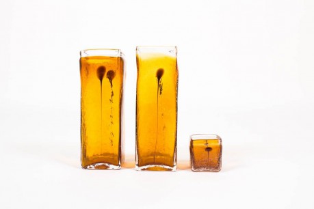 Vases en verre bulle marron 1970 set de 3