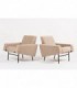 Fauteuils Pierre Guariche modele G10 tissu velours beige edition Airborne 1950 set de 2