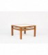 Table basse carree Andre Sornay en hetre teinte et plateau stratifie blanc 1960