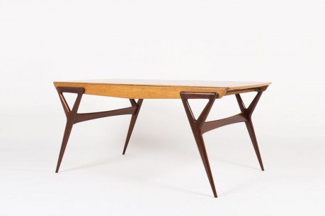 Table de repas Louis Paolozzi chene et acajou edition Rene Godfrid 1955