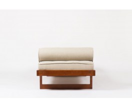 Lit de repos Roger Fatus modele Tatami tissu lin beige edition Sentou 1950