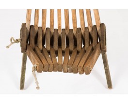 Fauteuils en teck et cordes modele pliable 1960 set de 2