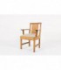 Fauteuil en chene massif tissu lin beige 1950