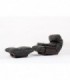 Fauteuil et repose pieds Michel Ducaroy modele Marsala en cuir noir edition Ligne Roset 1970