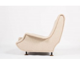 Fauteuil et repose pieds Marco Zanuso modele Regent tissu beige edition Arflex 1960