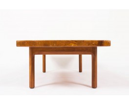 Table basse rectangulaire en teck grand modele design danois 1950