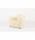 Fauteuil en chene et tissu poil blanc imitation agneau de Mongolie 1950