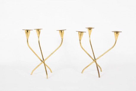 Bougeoirs en laiton design danois 1950 set de 2