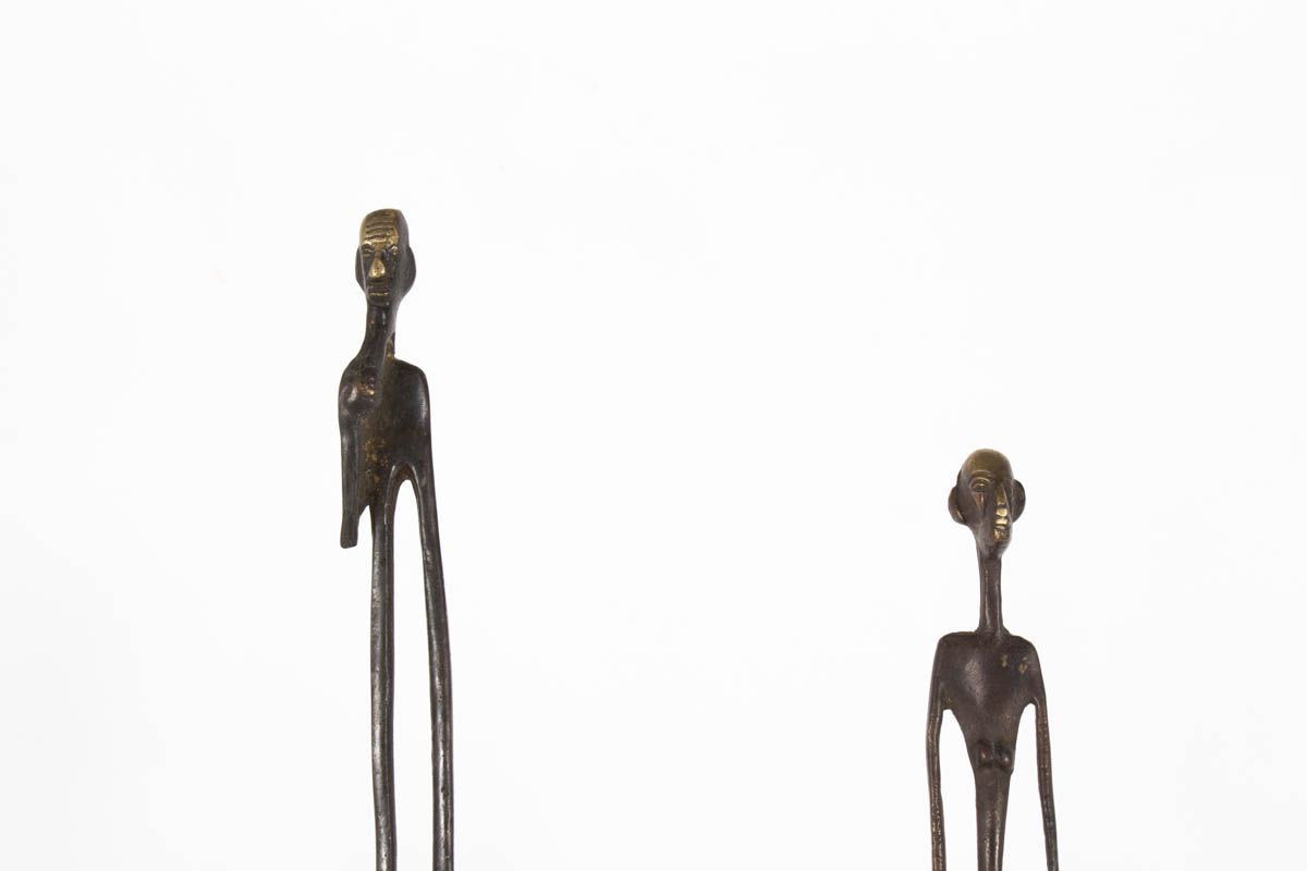 Sculptures personnages en bronze 1950 set de 2