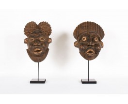 Masques decoratifs ethniques du Cameroun 1950 set de 2