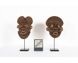 Masques decoratifs ethniques du Cameroun 1950 set de 2