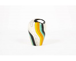 Vase en ceramique multicolore 1960