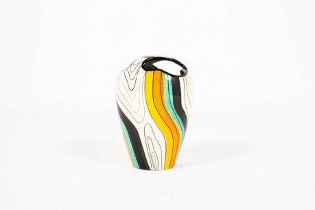 Vase en ceramique multicolore 1960