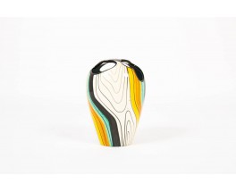 Vase en ceramique multicolore 1960